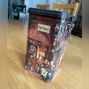 VTG Café Greco Tin Box, Ludwig Passini Painting, Vintage Tin
